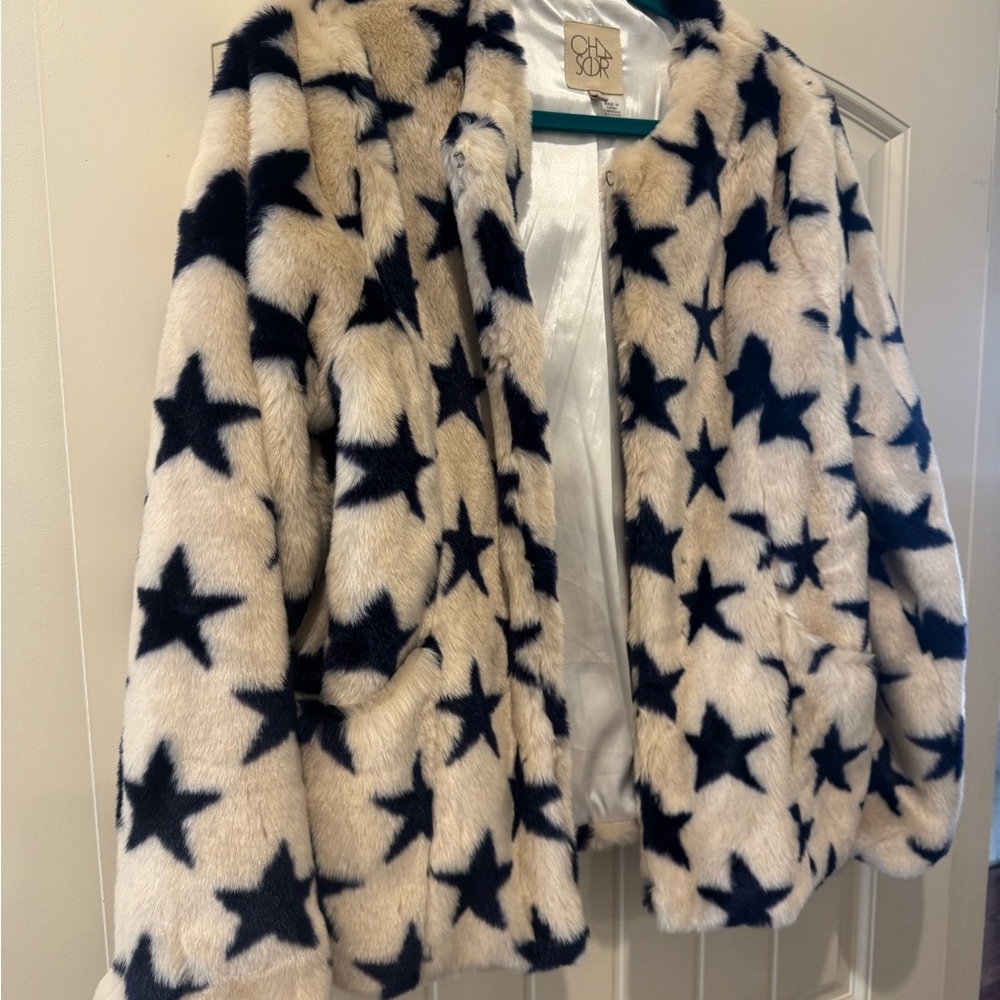 Chaser Faux Fur Jacket with Star Pattern